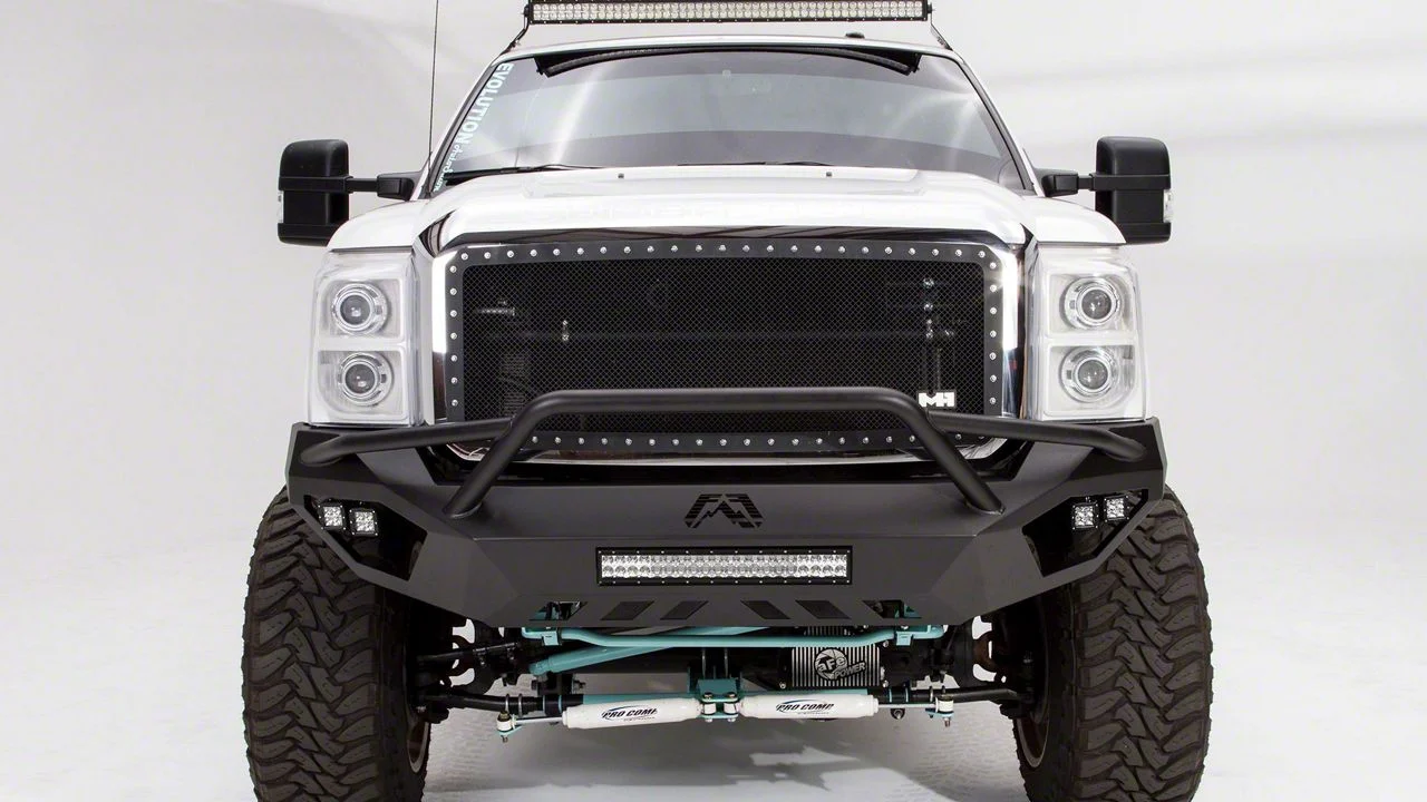 Fab Fours Vengeance Front Bumper with Pre-Runner Guard; Matte Black (11-16 F-350 Super Duty)