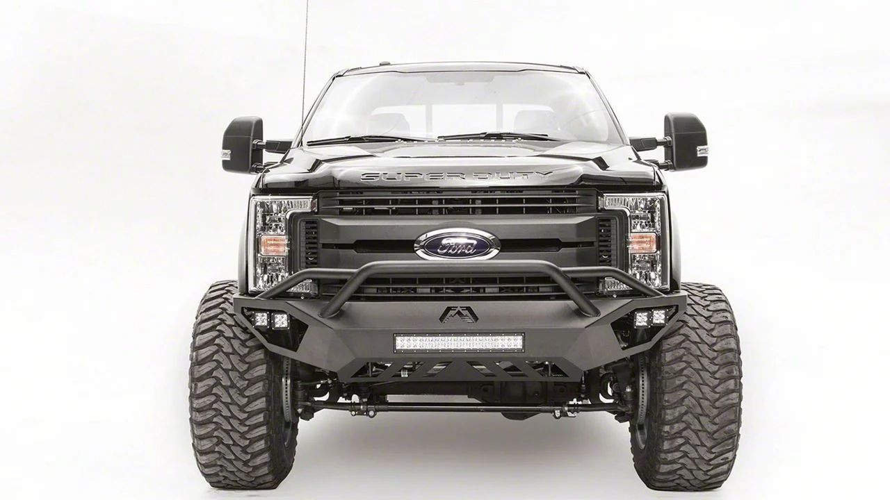 Fab Fours Vengeance Front Bumper with Pre-Runner Guard; Matte Black (17-22 F-350 Super Duty)