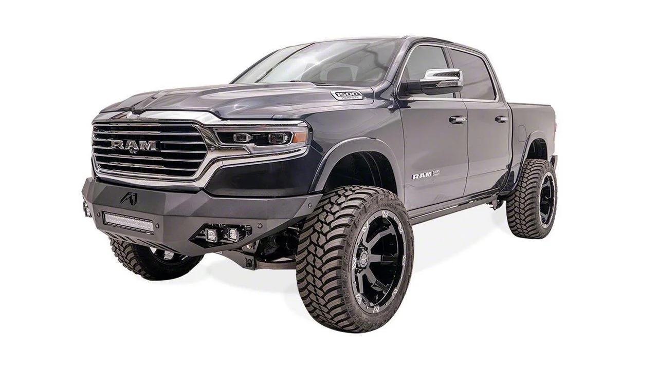 Fab Fours Vengeance Front Bumper with No Guard; Matte Black (19-24 RAM 1500, Excluding Rebel & TRX)