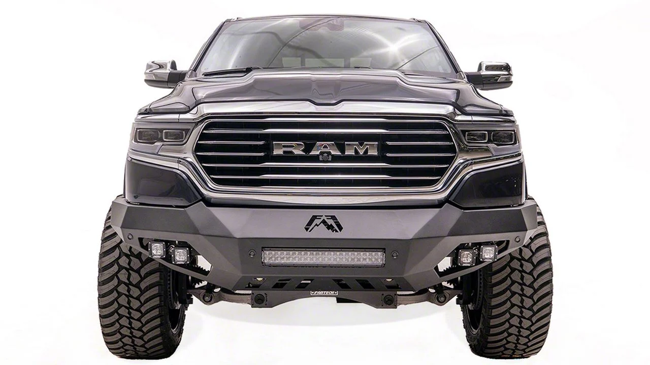 Fab Fours Vengeance Front Bumper with No Guard; Matte Black (21-24 RAM 1500 TRX)