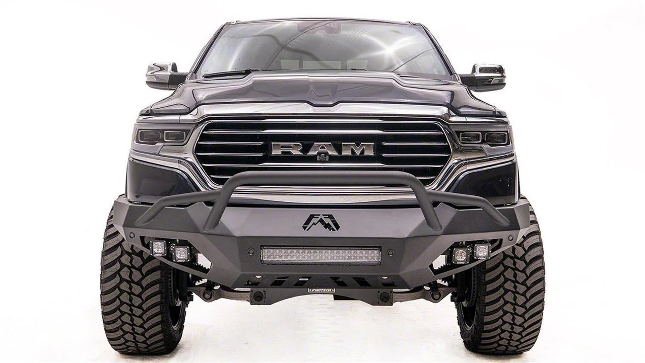 Fab Fours Vengeance Front Bumper with Pre-Runner Guard; Bare Steel (19-24 RAM 1500, Excluding Rebel & TRX)