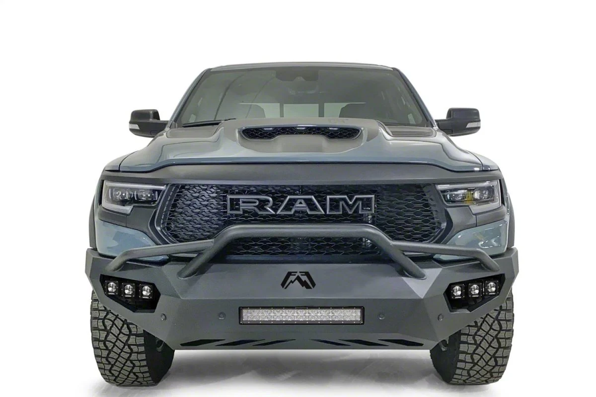 Fab Fours Vengeance Front Bumper with Pre-Runner Guard; Matte Black (21-24 RAM 1500 TRX)