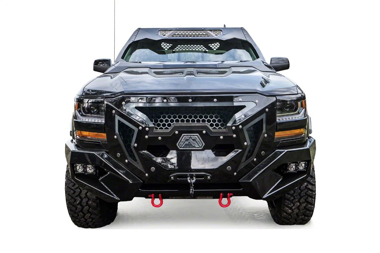 Fab Fours Front Full Width Grumper; Matte Black (16-18 Silverado 1500)