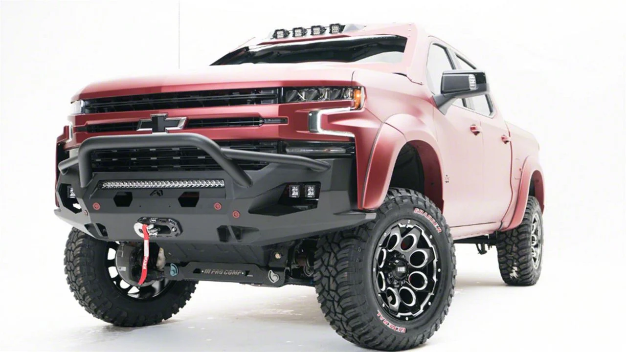 Fab Fours Matrix Winch Front Bumper with Pre-Runner Guard; Bare Steel (19-21 Silverado 1500, Excluding Diesel)