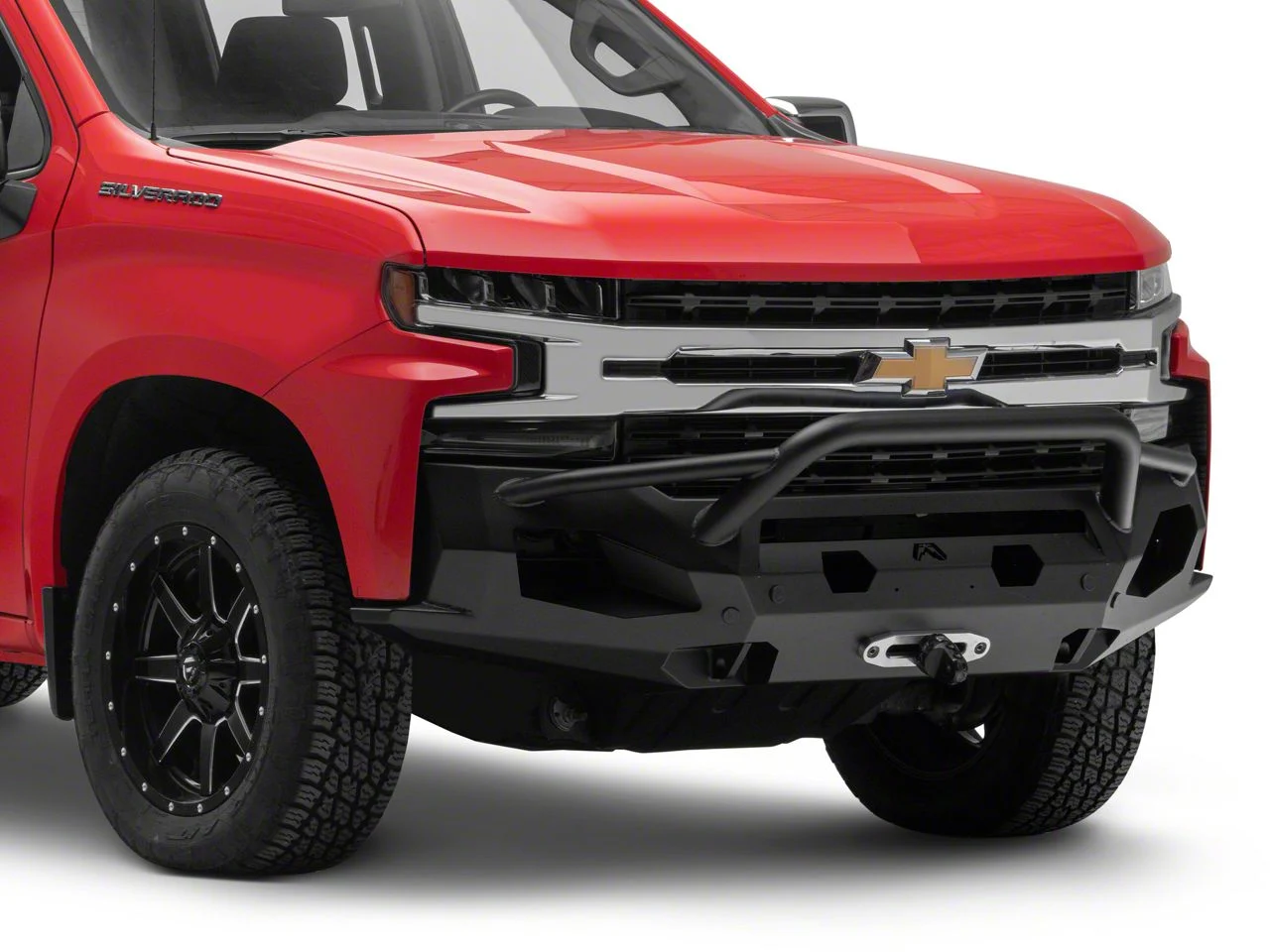 Fab Fours Matrix Winch Front Bumper with Pre-Runner Guard; Matte Black (19-21 Silverado 1500, Excluding Diesel)