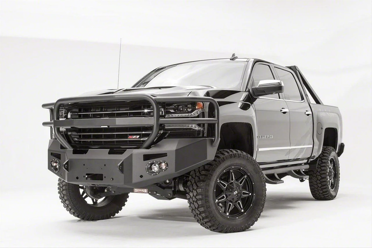 Fab Fours Premium Winch Front Bumper with Full Guard; Bare Steel (16-18 Silverado 1500)