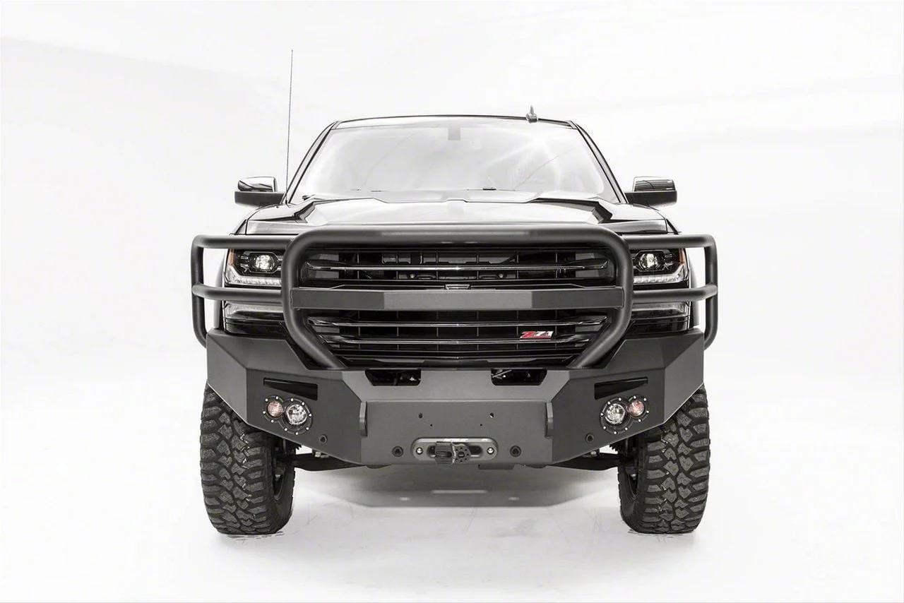 Fab Fours Premium Winch Front Bumper with Full Guard; Matte Black (16-18 Silverado 1500)