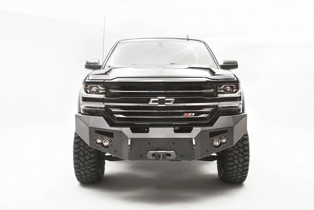 Fab Fours Premium Winch Front Bumper with No Guard; Matte Black (16-18 Silverado 1500)