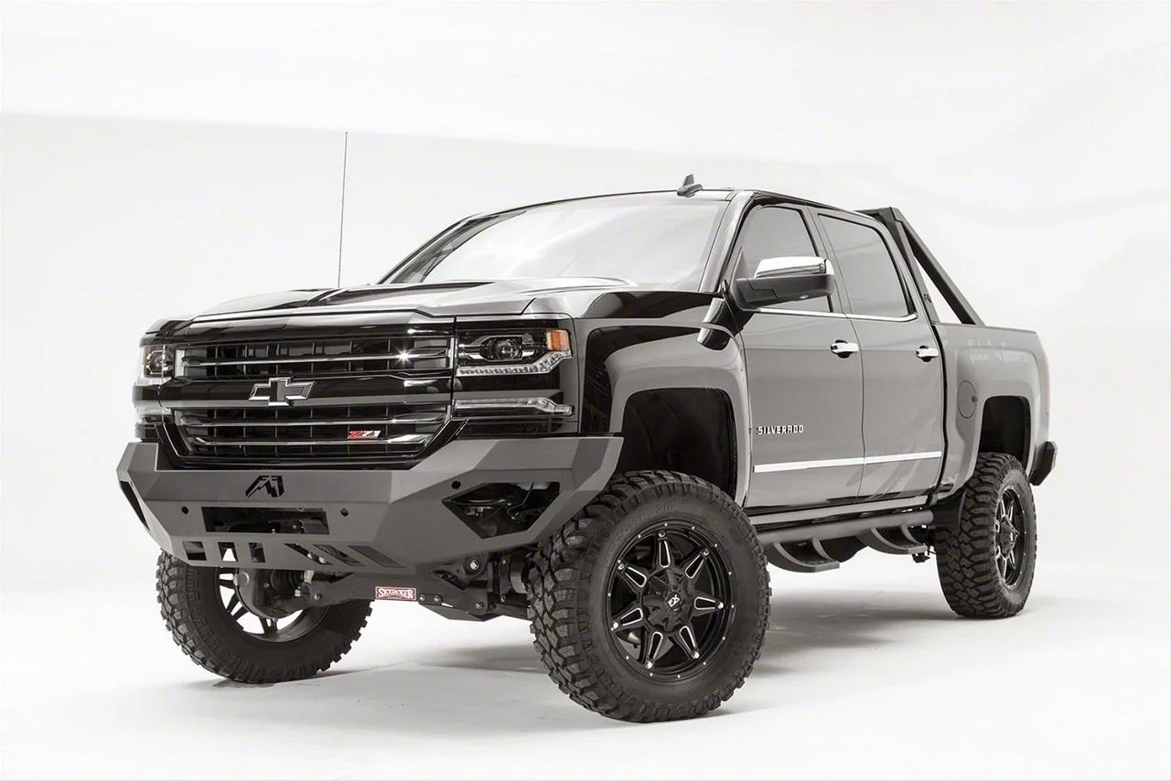 Fab Fours Vengeance Front Bumper with No Guard; Matte Black (16-18 Silverado 1500)