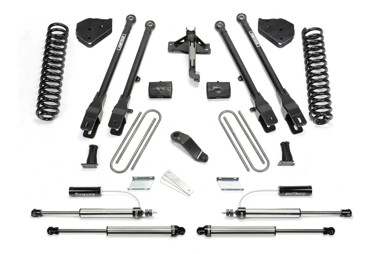 Fabtech 4-Inch 4-Link Lift Kit with Front Dirt Logic 2.25 Reservoir Shocks and Rear Dirt Logic Shocks (17-22 4WD 6.7L Powerstroke F-350 Super Duty)