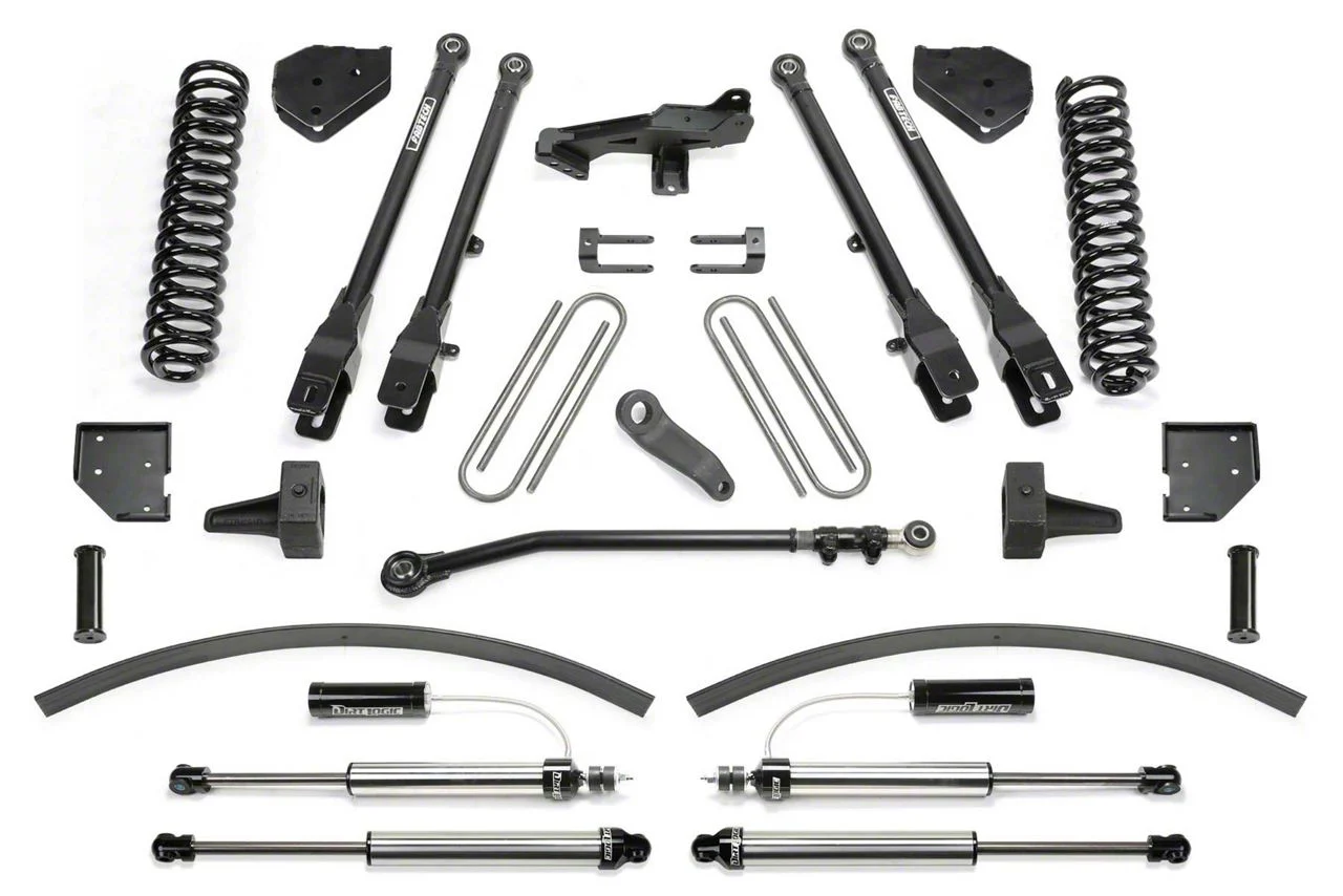 Fabtech 8-Inch 4-Link Suspension Lift Kit with Front Dirt Logic 2.25 Reservoir Shocks and Rear Dirt Logic Shocks (17-22 4WD 6.7L Powerstroke F-350 Super Duty)