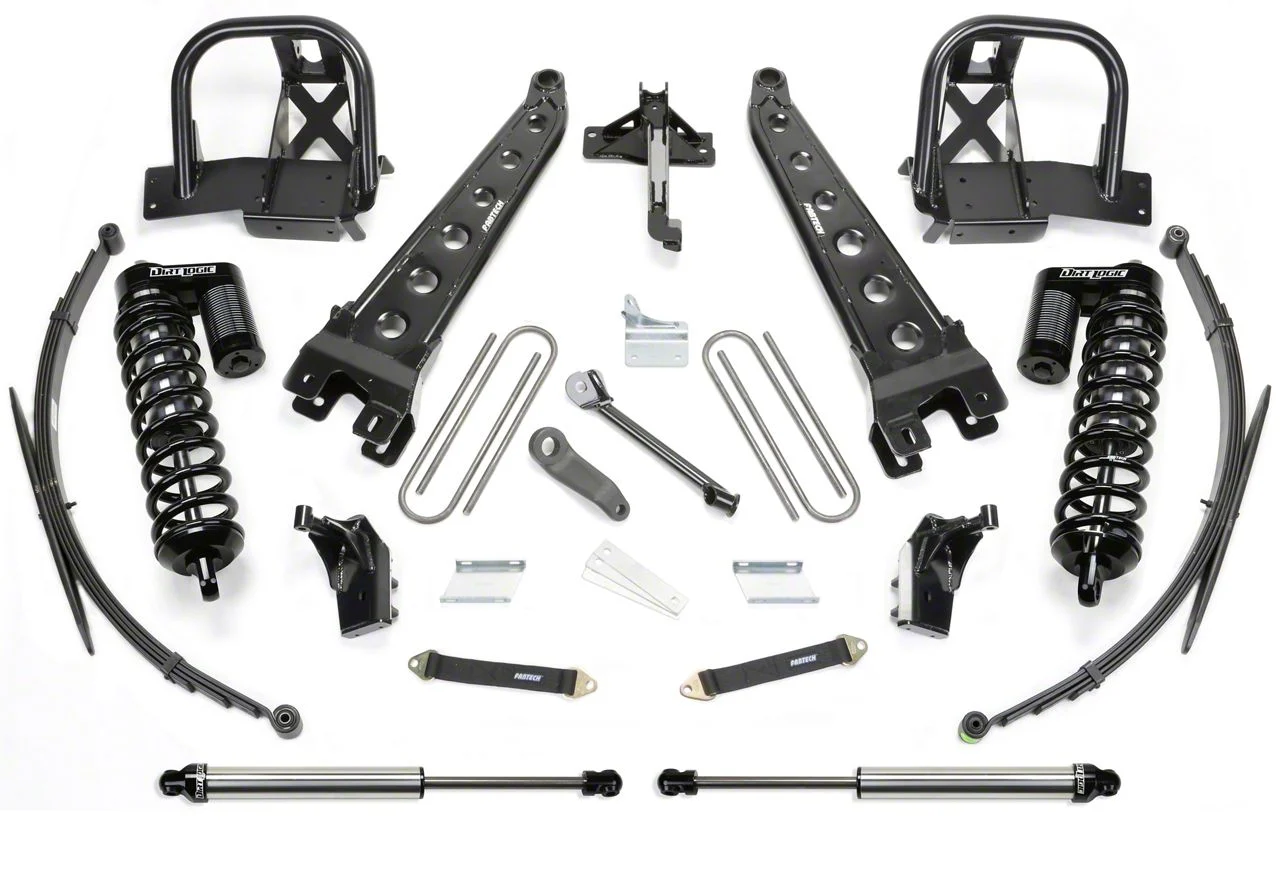 Fabtech 8-Inch Radius Arm Suspension Lift Kit with Dirt Logic 4.0 Coil-Overs, Dirt Logic Shocks and Rear Leaf Springs (11-16 4WD F-350 Super Duty)