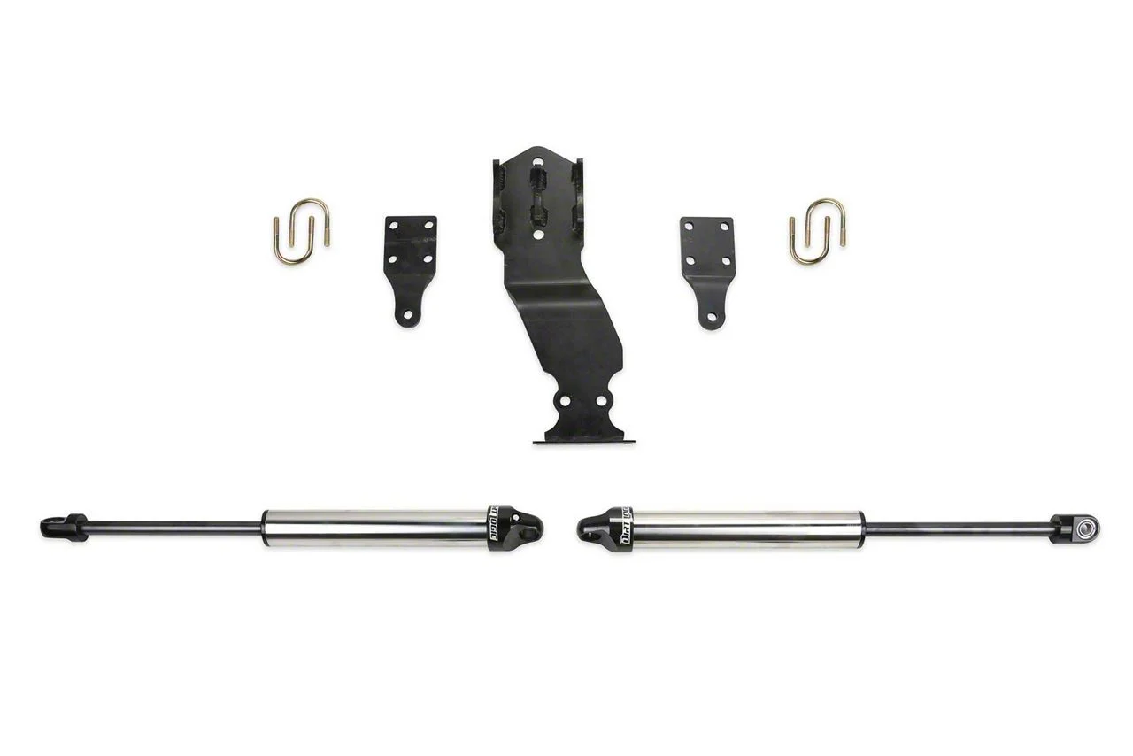 Fabtech Dual Dirt Logic Steering Stabilizer for 4-Inch Lift; Opposing Style (17-26 4WD F-350 Super Duty)