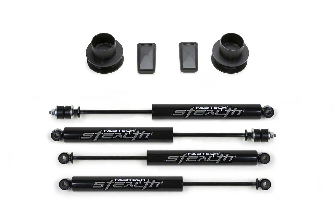 Fabtech 2.50-Inch Coil Spacer Suspension Lift Kit with Stealth Shocks (13-18 4WD RAM 3500 SRW)