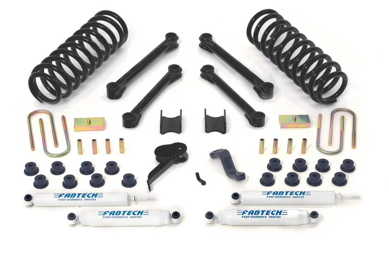 Fabtech 4.50-Inch Performance Suspension Lift Kit with Performance Shocks (03-08 4WD 5.9L, 6.7L RAM 3500 SRW)