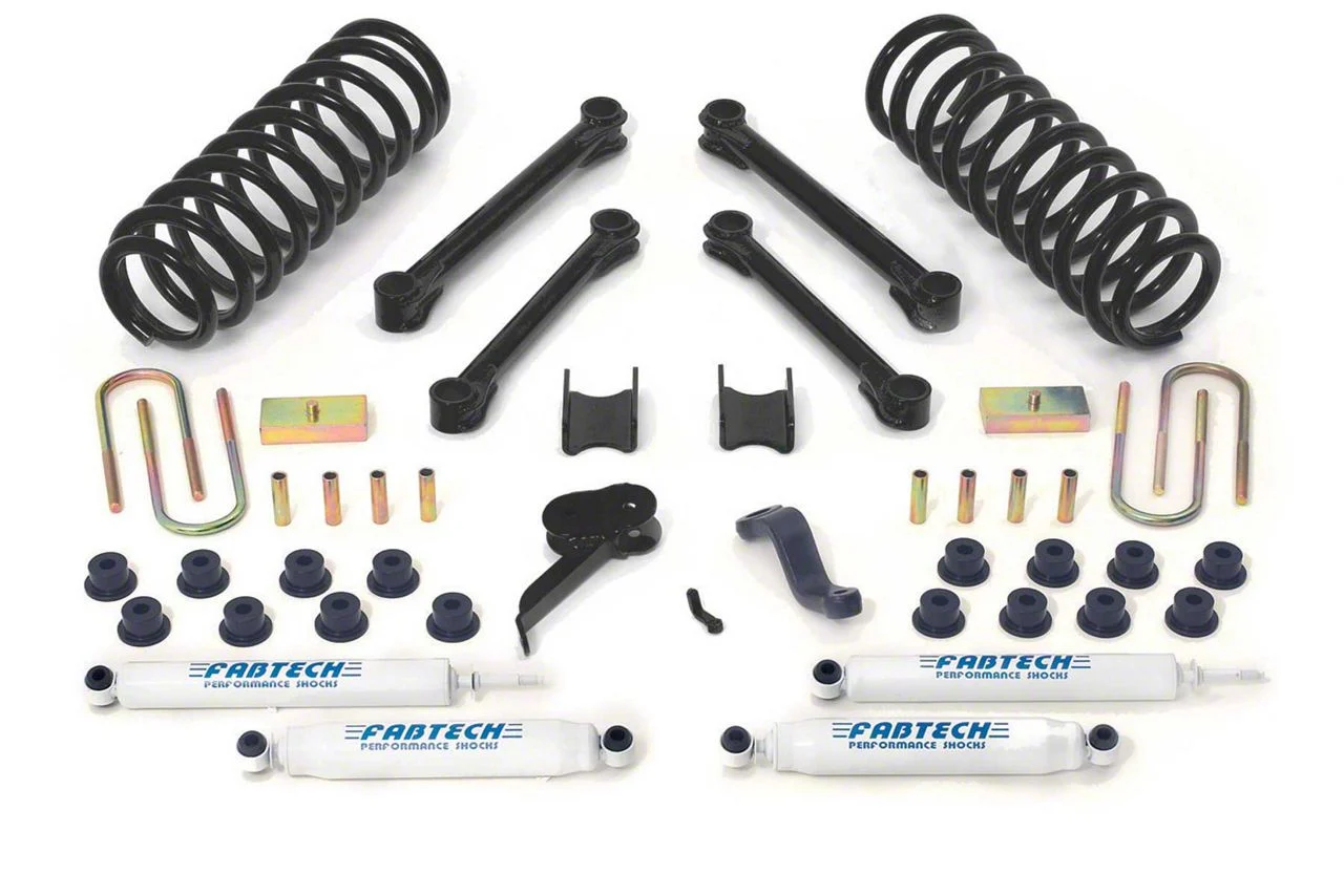 Fabtech 4.50-Inch Performance Suspension Lift Kit with Performance Shocks (09-12 4WD 5.9L, 6.7L RAM 3500 SRW)