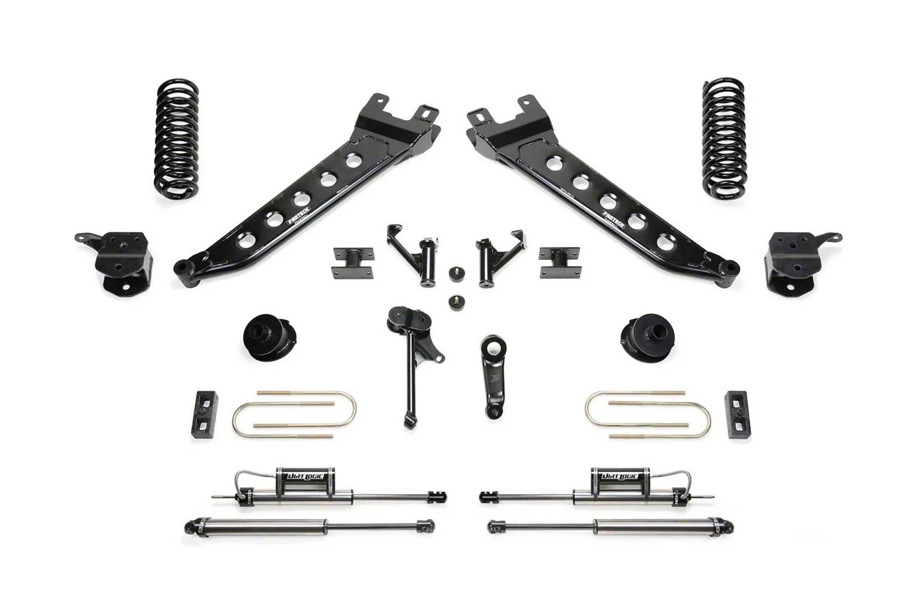 Fabtech 7-Inch Radius Arm Suspension Lift Kit with Coil Springs and Dirt Logic Shocks (13-18 4WD 6.7L RAM 3500 SRW w/o Air Ride)