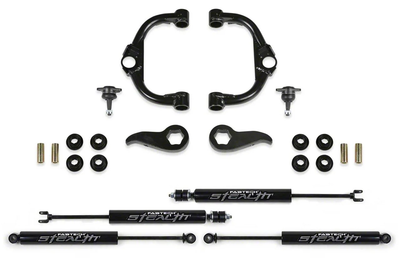 Fabtech 3.50-Inch Ball Joint Upper Control Arm Suspension Lift Kit with Stealth Shocks (20-26 4WD Sierra 2500 HD Double Cab, Crew Cab)