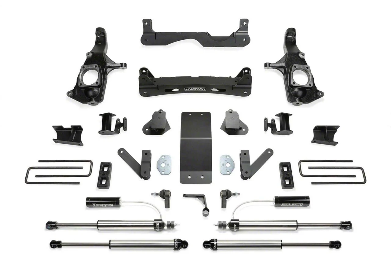 Fabtech 4-Inch Performance Suspension Lift Kit with Front Dirt Logic 2.25 Reservoir Shocks and Rear Dirt Logic 2.25 Shocks (11-19 Sierra 2500 HD Extended/Double Cab, Crew Cab)