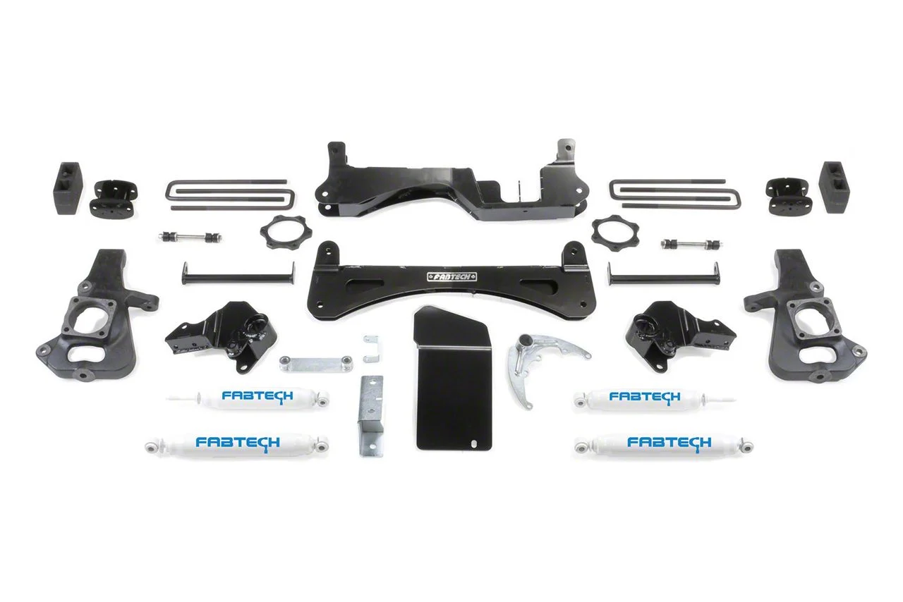 Fabtech 6-Inch Raised Torsion Suspension Lift Kit with Performance Shocks (07-10 Sierra 2500 HD)