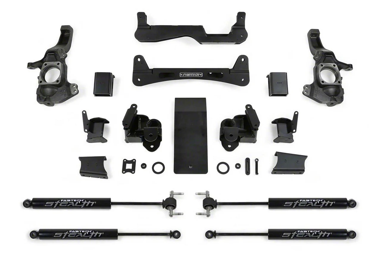 Fabtech 6-Inch Raised Torsion Suspension Lift Kit with Stealth Shocks (20-26 4WD 6.6L Duramax Sierra 2500 HD Double Cab, Crew Cab)