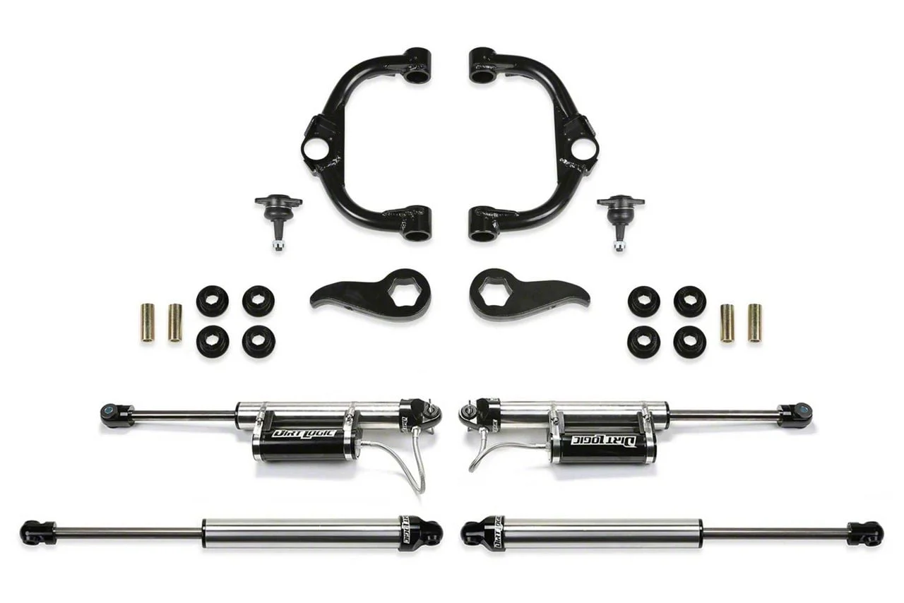 Fabtech 3.50-Inch Ball Joint Upper Control Arm Suspension Lift Kit with Front Dirt Logic 2.25 Reservoir Shocks and Rear Dirt Logic 2.25 Shocks (20-26 4WD Silverado 2500 HD Double Cab, Crew Cab)