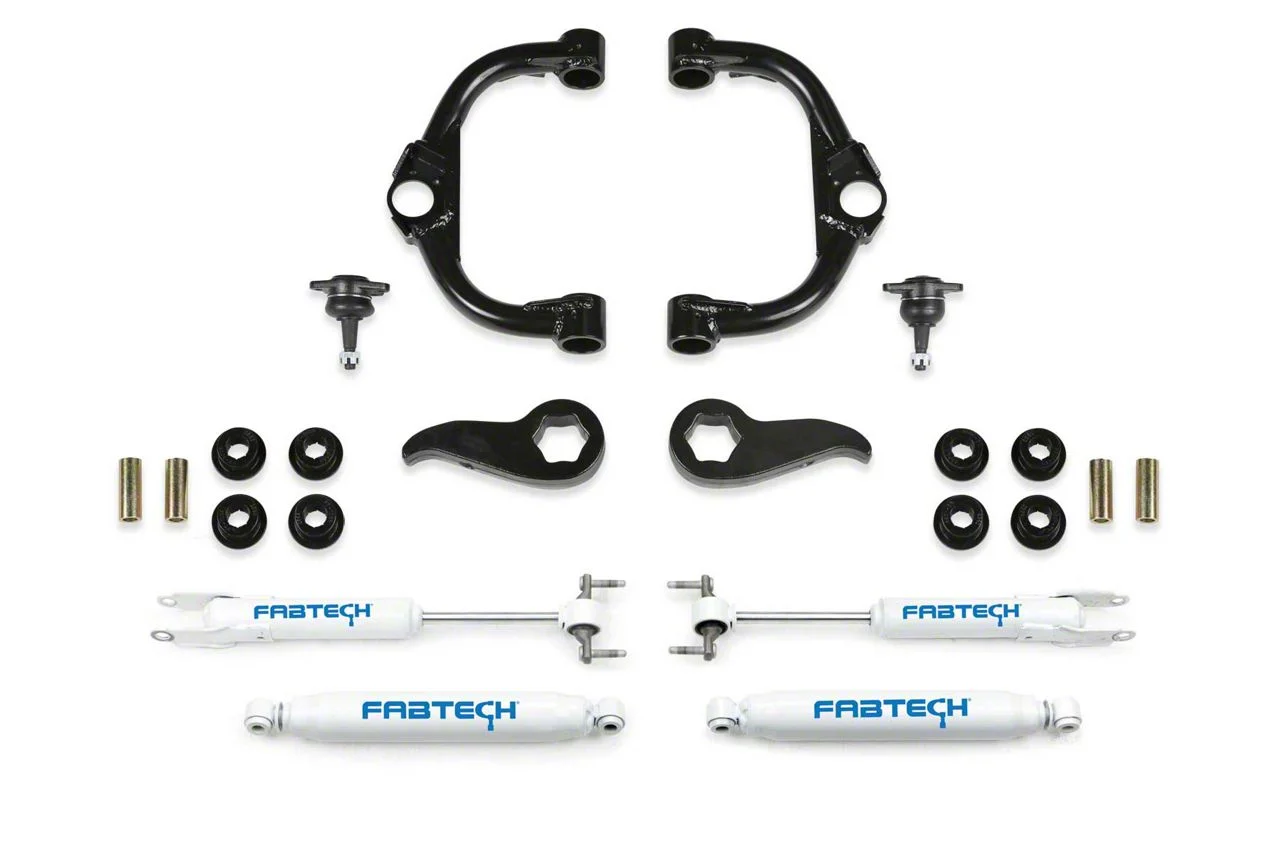 Fabtech 3.50-Inch Ball Joint Upper Control Arm Suspension Lift Kit with Performance Shocks (20-26 4WD Silverado 2500 HD Double Cab, Crew Cab)