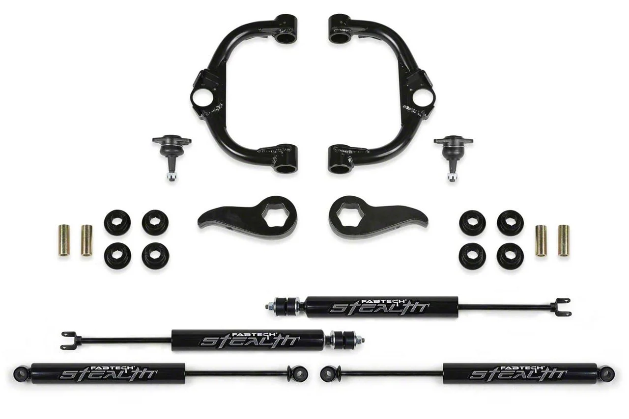 Fabtech 3.50-Inch Ball Joint Upper Control Arm Suspension Lift Kit with Stealth Shocks (20-26 4WD Silverado 2500 HD Double Cab, Crew Cab)