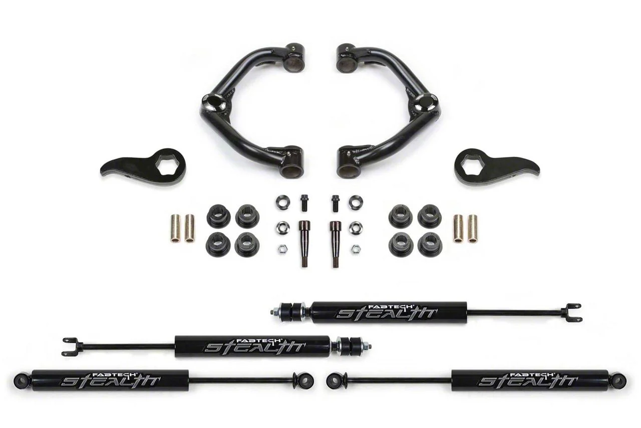 Fabtech 3.50-Inch Uniball Upper Control Arm Suspension Lift Kit with Stealth Shocks (20-26 4WD Silverado 2500 HD Double Cab, Crew Cab)
