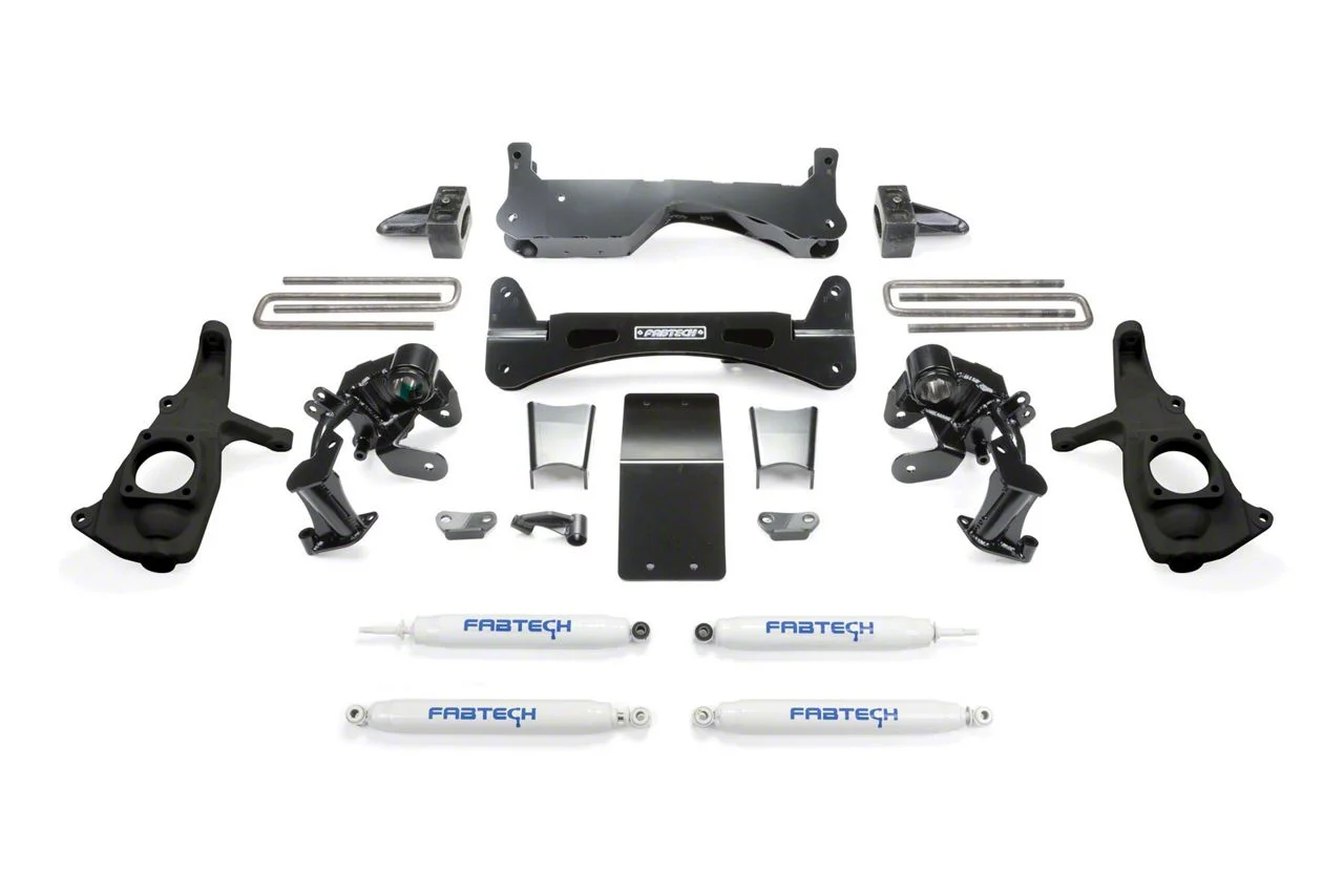 Fabtech 6-Inch Raised Torsion Suspension Lift Kit with Performance Shocks (11-19 Silverado 2500 HD Extended/Double Cab, Crew Cab)