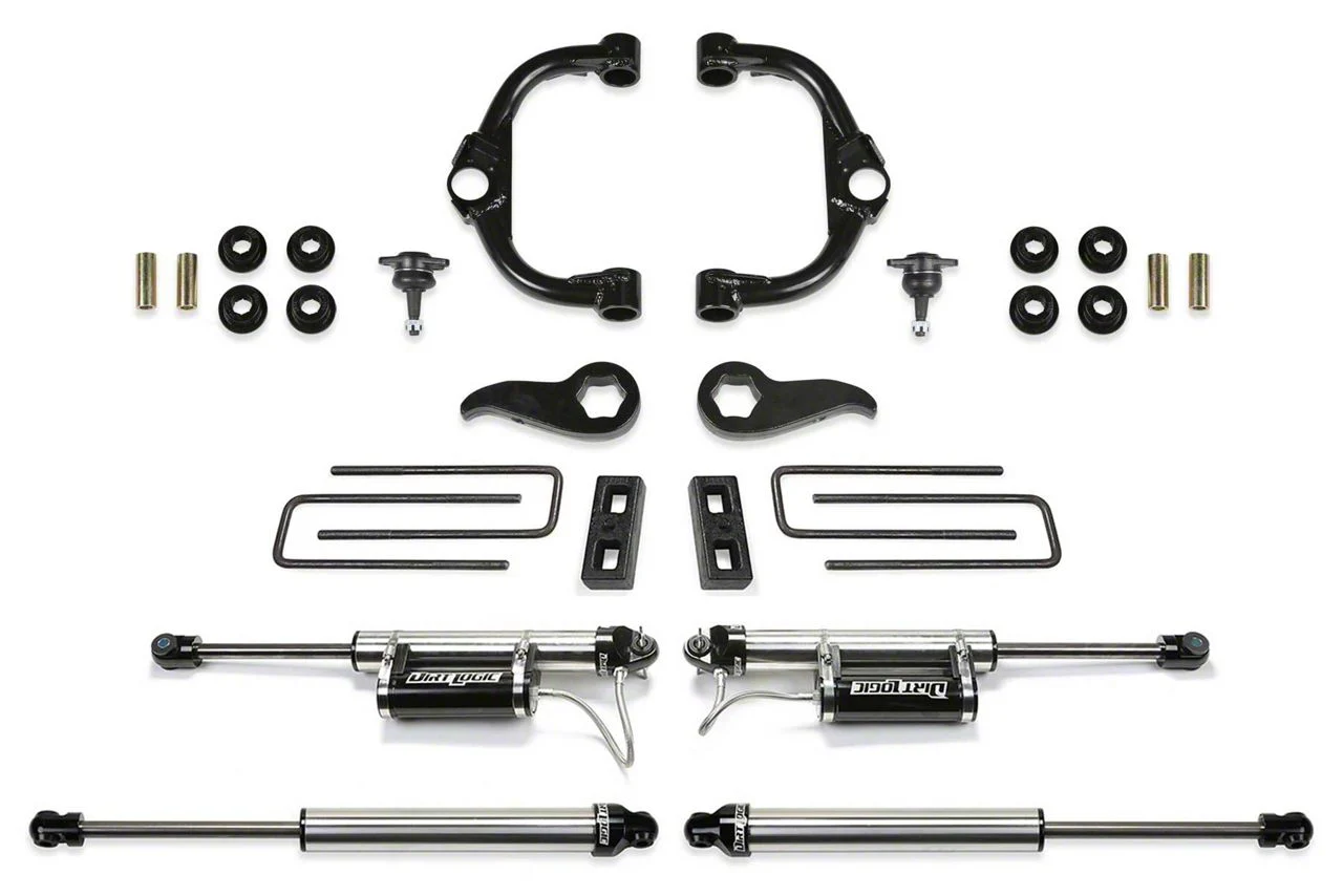 Fabtech 3.50-Inch Ball Joint Upper Control Arm Suspension Lift Kit with Dirt Logic 2.25 Reservoir Shocks (20-26 4WD Silverado 3500 HD Double Cab, Crew Cab)