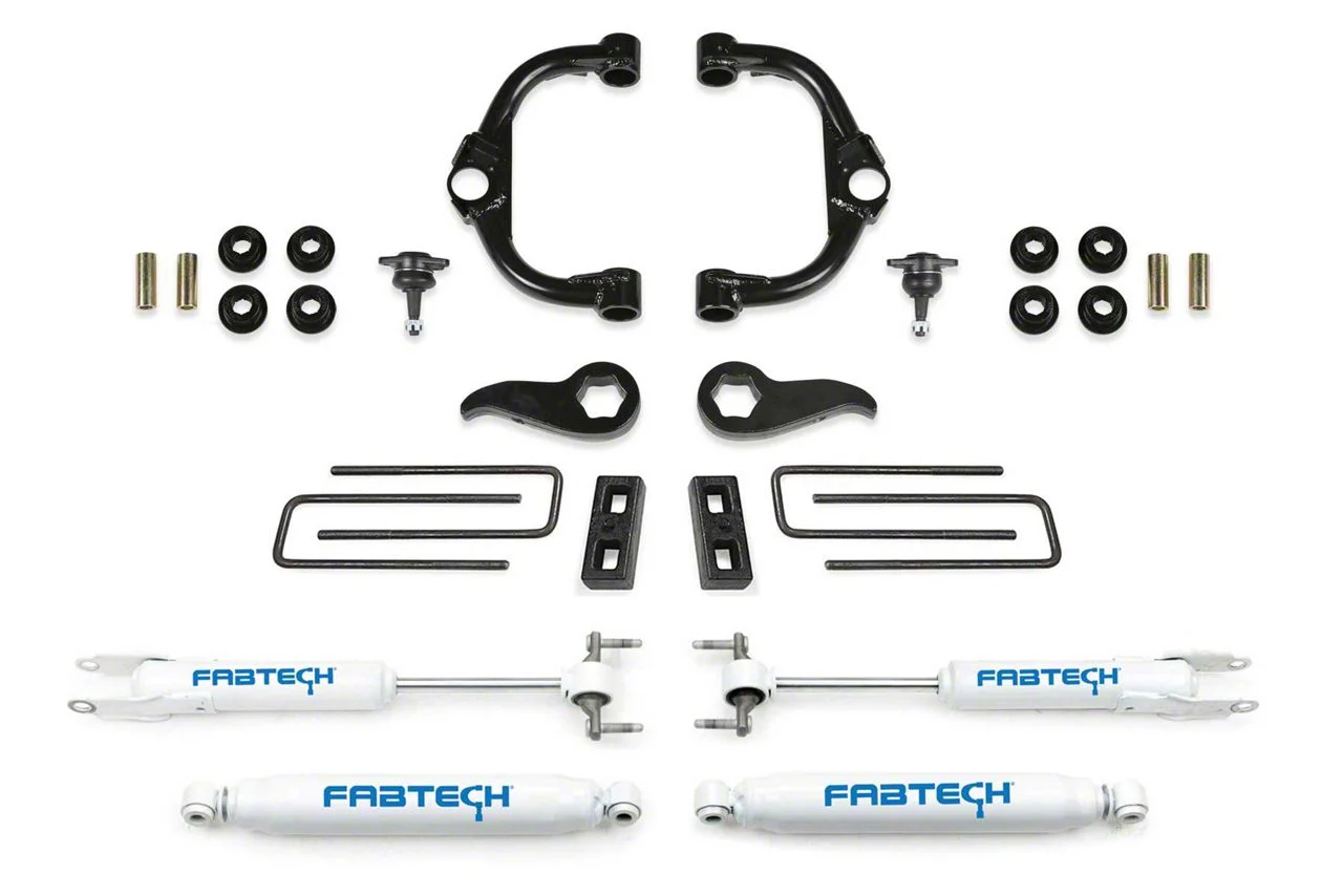 Fabtech 3.50-Inch Ball Joint Upper Control Arm Suspension Lift Kit with Performance Shocks (20-26 4WD Silverado 3500 HD Double Cab, Crew Cab)