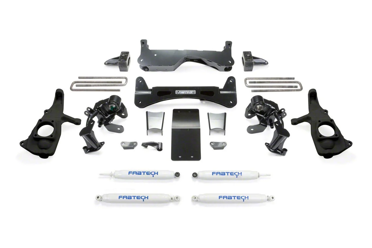 Fabtech 6-Inch Raised Torsion Suspension Lift Kit with Performance Shocks (11-19 Silverado 3500 HD Extended/Double Cab, Crew Cab)