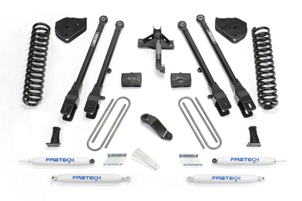 Fabtech 4-Inch 4-Link Lift Kit with Performance Shocks (17-22 4WD 6.7L Powerstroke F-250 Super Duty)