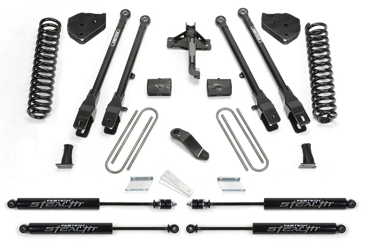 Fabtech 4-Inch 4-Link Lift Kit with Stealth Shocks (17-22 4WD 6.7L Powerstroke F-250 Super Duty)