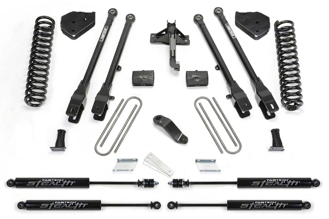 Fabtech 4-Inch 4-Link Lift Kit with Stealth Shocks (17-22 4WD 6.2L F-250 Super Duty)