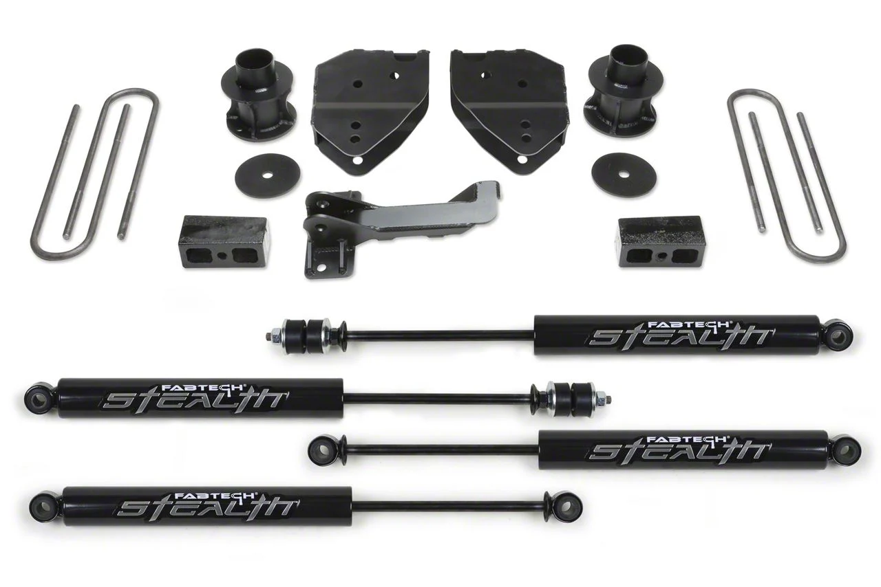Fabtech 4-Inch Budget Lift Kit with Stealth Shocks (17-22 4WD F-250 Super Duty)
