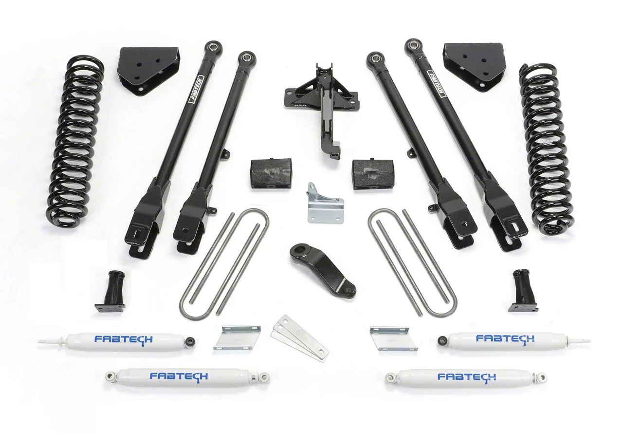 Fabtech 6-Inch 4-Link Suspension Lift Kit with Performance Shocks (11-16 4WD F-250 Super Duty)