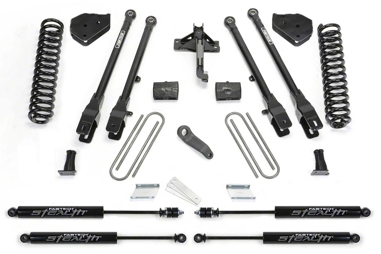 Fabtech 6-Inch 4-Link Suspension Lift Kit with Stealth Shocks (17-22 4WD 6.2L F-250 Super Duty)