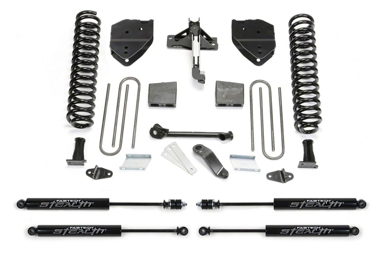 Fabtech 6-Inch Basic Suspension Lift Kit with Stealth Shocks (17-22 4WD 6.7L Powerstroke F-250 Super Duty)