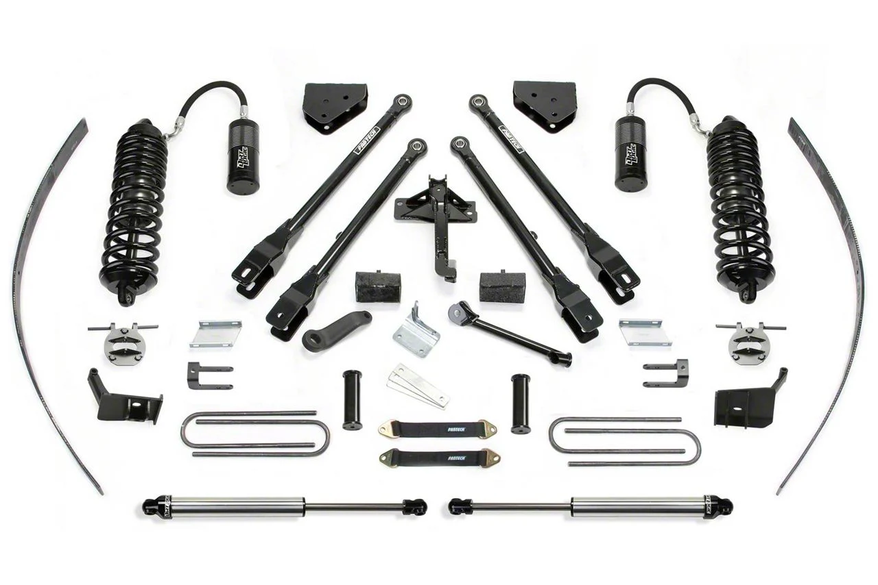 Fabtech 8-Inch 4-Link Suspension Lift Kit with Dirt Logic 4.0 Reservoir Coil-Overs and Dirt Logic Shocks (11-16 4WD F-250 Super Duty w/ Factory Overland Springs)