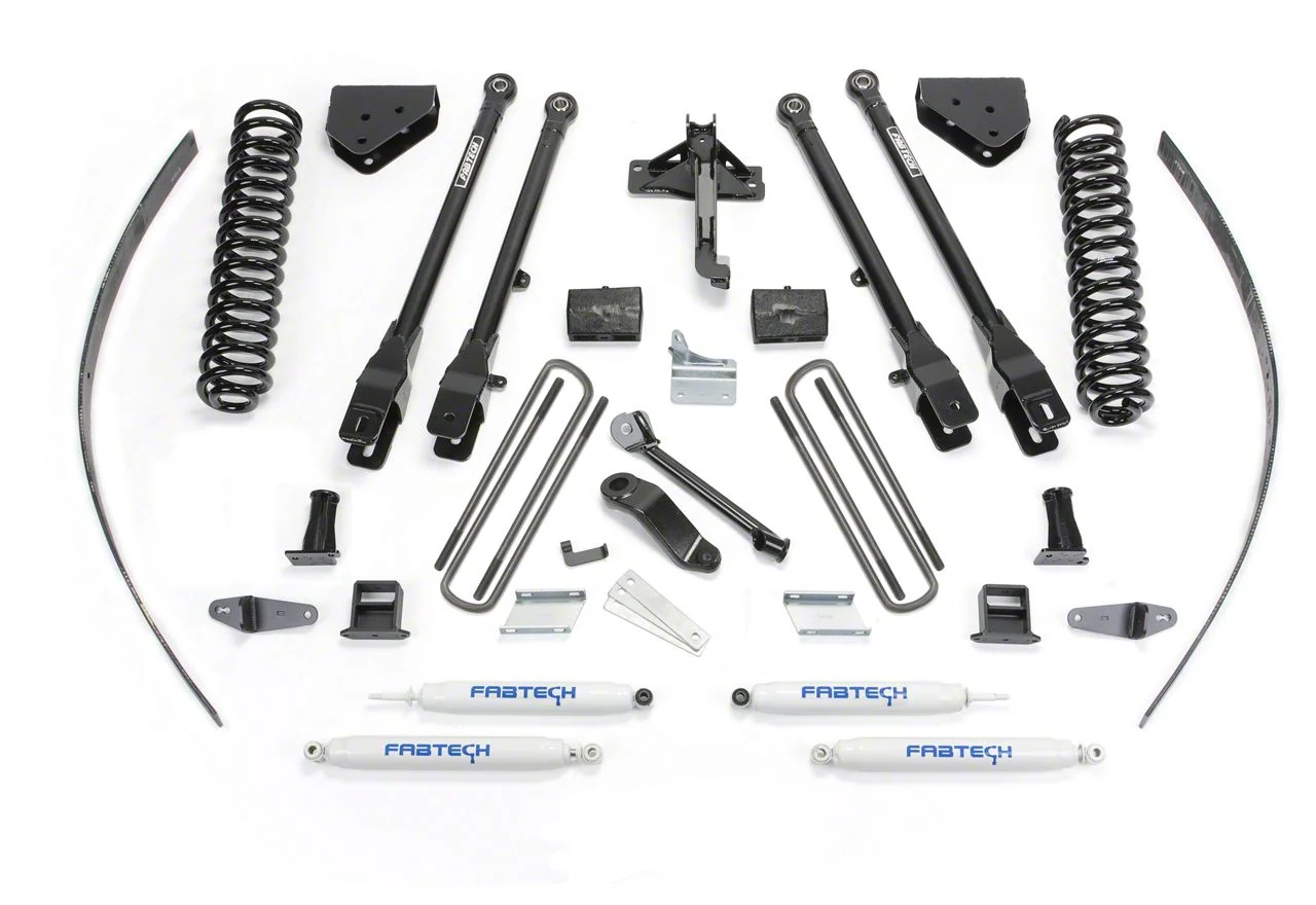 Fabtech 8-Inch 4-Link Suspension Lift Kit with Performance Shocks (11-16 4WD F-250 Super Duty w/ Factory Overland Springs)