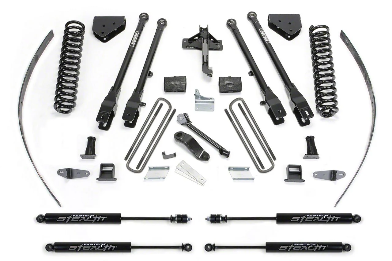 Fabtech 8-Inch 4-Link Suspension Lift Kit with Stealth Shocks (11-16 4WD F-250 Super Duty w/ Factory Overland Springs)