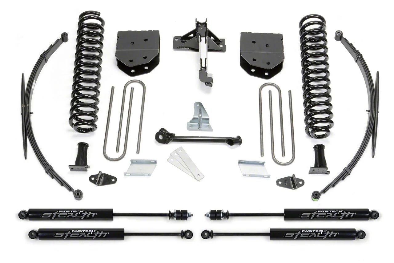 Fabtech 8-Inch Basic Suspension Lift Kit with Stealth Shocks and Rear Leaf Springs (11-16 4WD F-250 Super Duty)