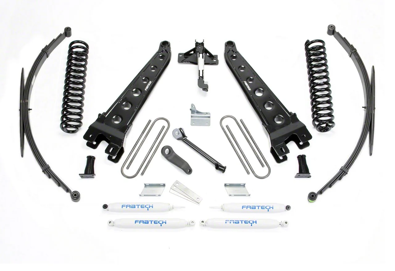 Fabtech 8-Inch Radius Arm Suspension Lift Kit with Performance Shocks and Rear Leaf Springs (11-16 4WD F-250 Super Duty)