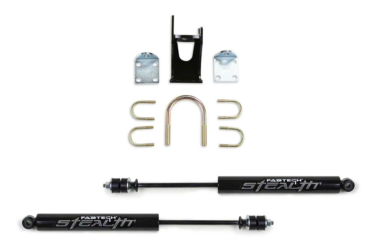 Fabtech Dual Stealth Steering Stabilizer for 6 to 8-Inch Lift; Opposing Style (11-26 4WD F-250 Super Duty)