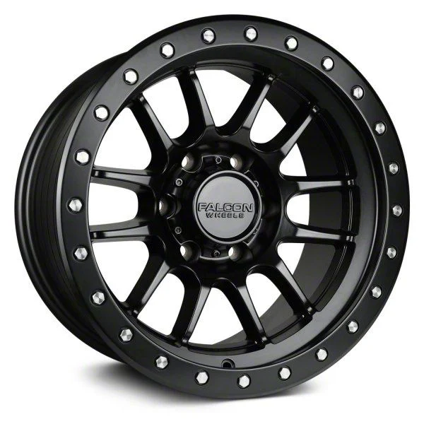 Falcon Wheels T7 Series Matte Black with Matte Black Ring 6-Lug Wheel; 17x9; 0mm Offset (15-20 Tahoe)