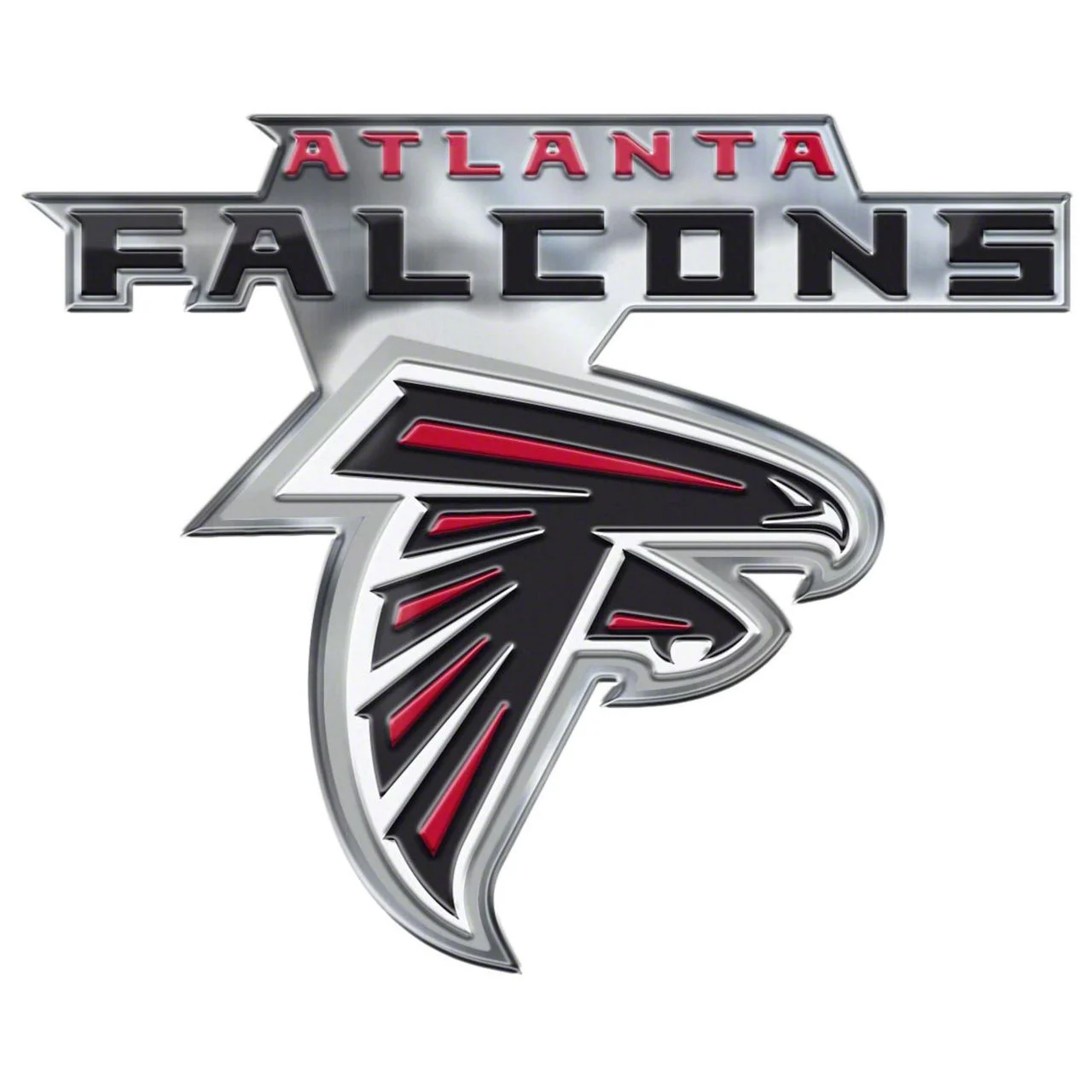 Atlanta Falcons Embossed Emblem; Red and Black (Universal; Some Adaptation May Be Required)