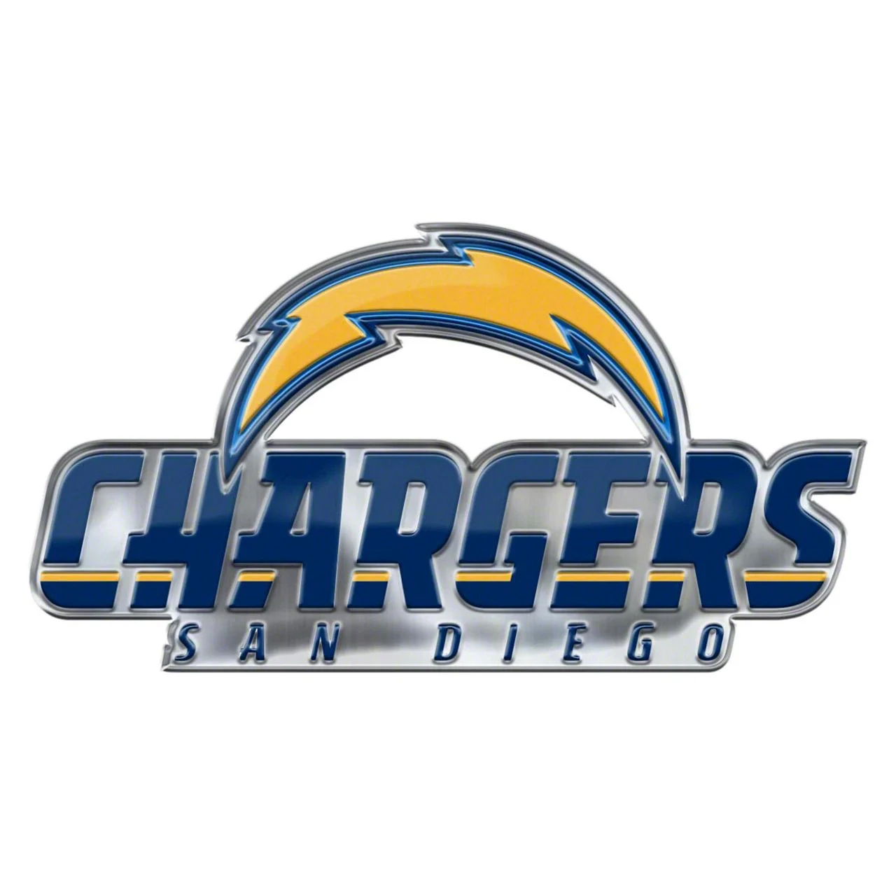 Los Angeles Chargers Embossed Emblem; Blue and Yellow (Universal; Some Adaptation May Be Required)