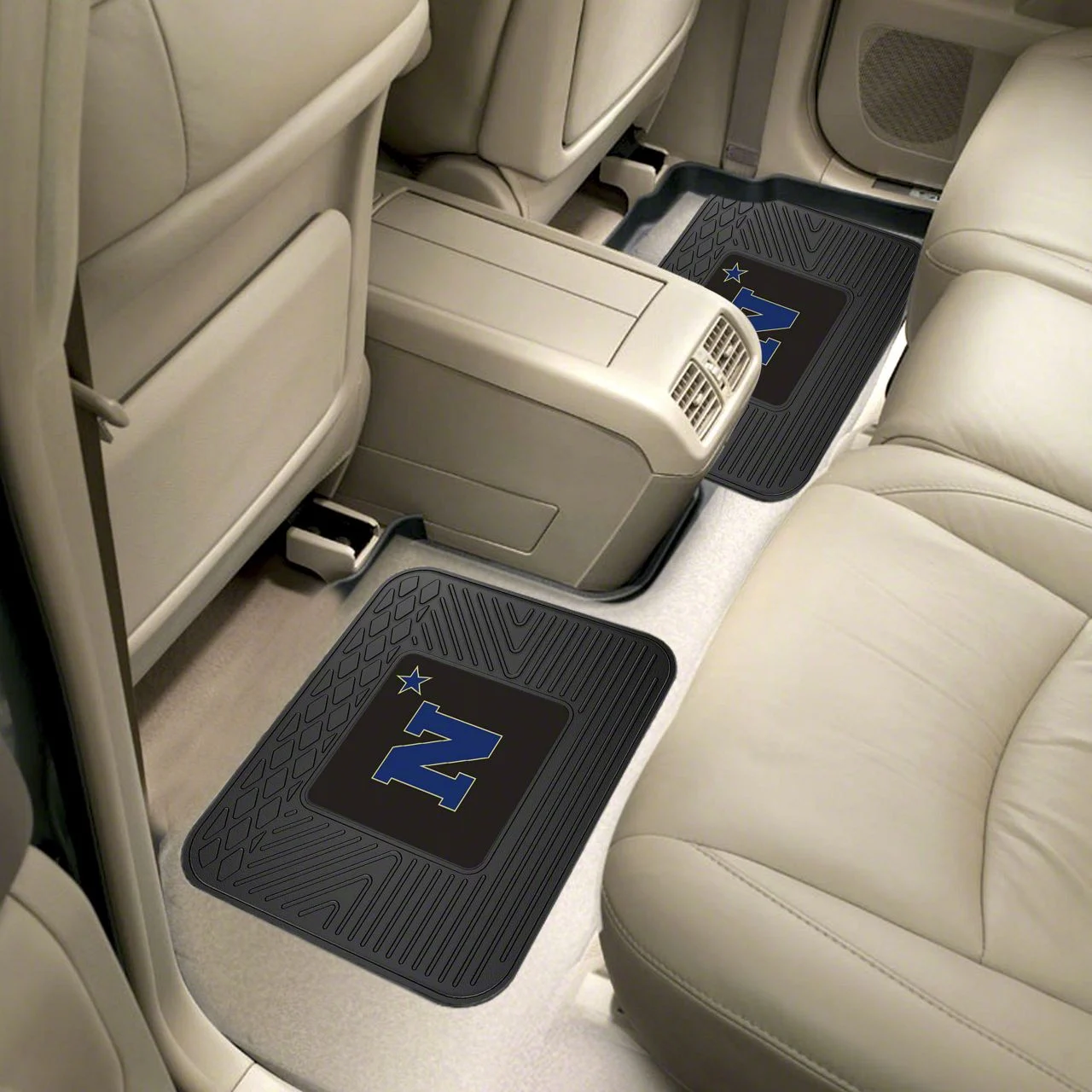 Molded Rear Floor Mats with Navy Logo (Universal; Some Adaptation May Be Required)